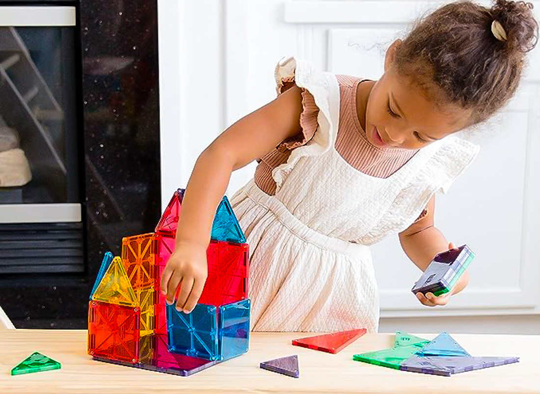 There are tons of creative ways to use Magna-Tiles, like playing matching games or making your own marble runs. Photo courtesy of Magna Tile