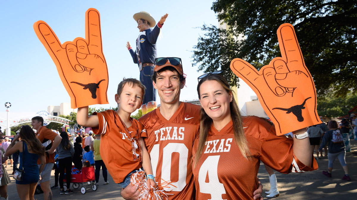 Family having fun at the Red River Rivalry during the State Fair of Texas. Photo credit: State Fair of Texas