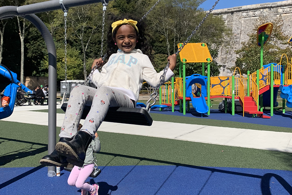 Kensico Dam Plaza's Renovated Playground Offers Plenty of Playtime Fun Enjoy a ride on one of the many swing sets.