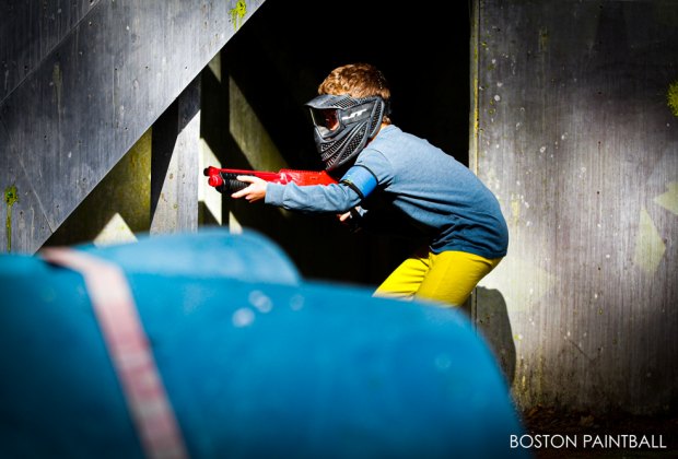 Gear up for some extreme family fun with paintball for kids near Boston! Photo courtesy of Boston Paintball in Maynard.